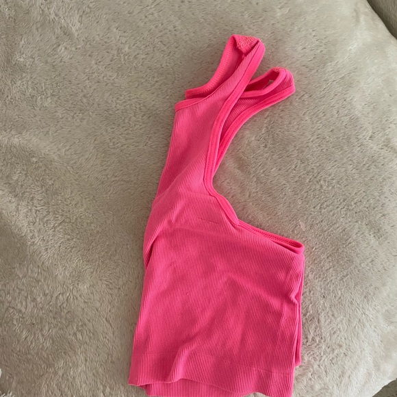 Urban Outfitters Pink Ribbed Racer Tank - Picture 3 of 6